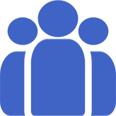Three blue abstract figures on black background.